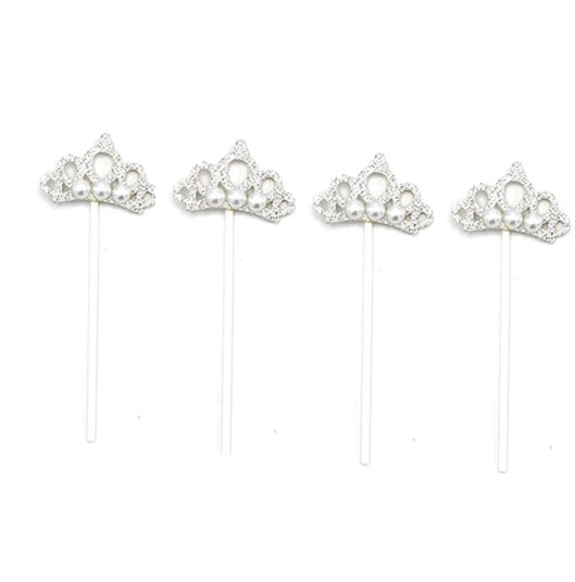 Topper Decorativo Corona Perla 4 Piezas 12 cm