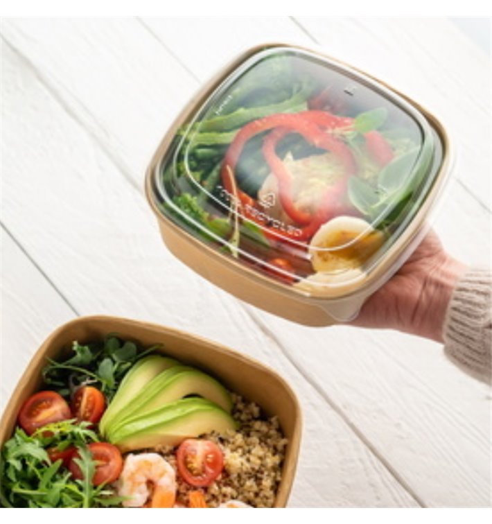 Bowl Cuadrado de Bamboo Kraft 900ml con TAPA