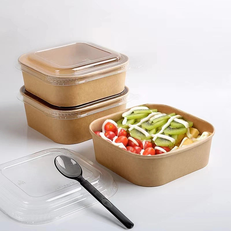 Bowl Cuadrado de Bamboo Kraft 900ml con TAPA