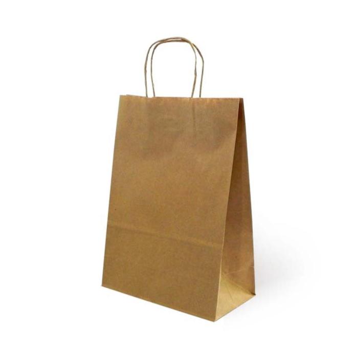 Bolsa Kraft con manilla cordel 24x12x32 - Desechables Chiguayante