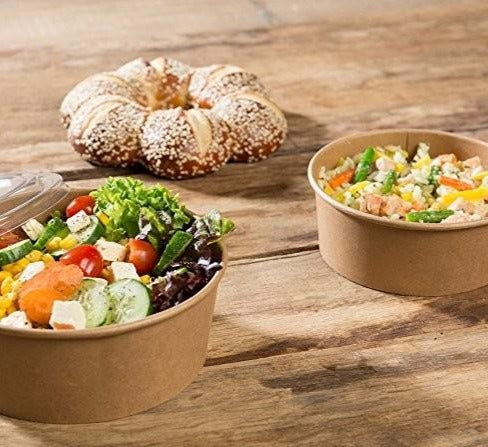Bowl Kraft 1300 cc con tapa (10 un) - Desechables Chiguayante