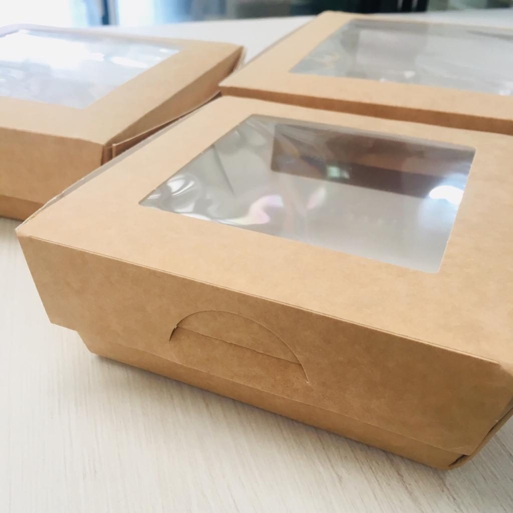 Caja kraft doble ventana - Desechables Chiguayante