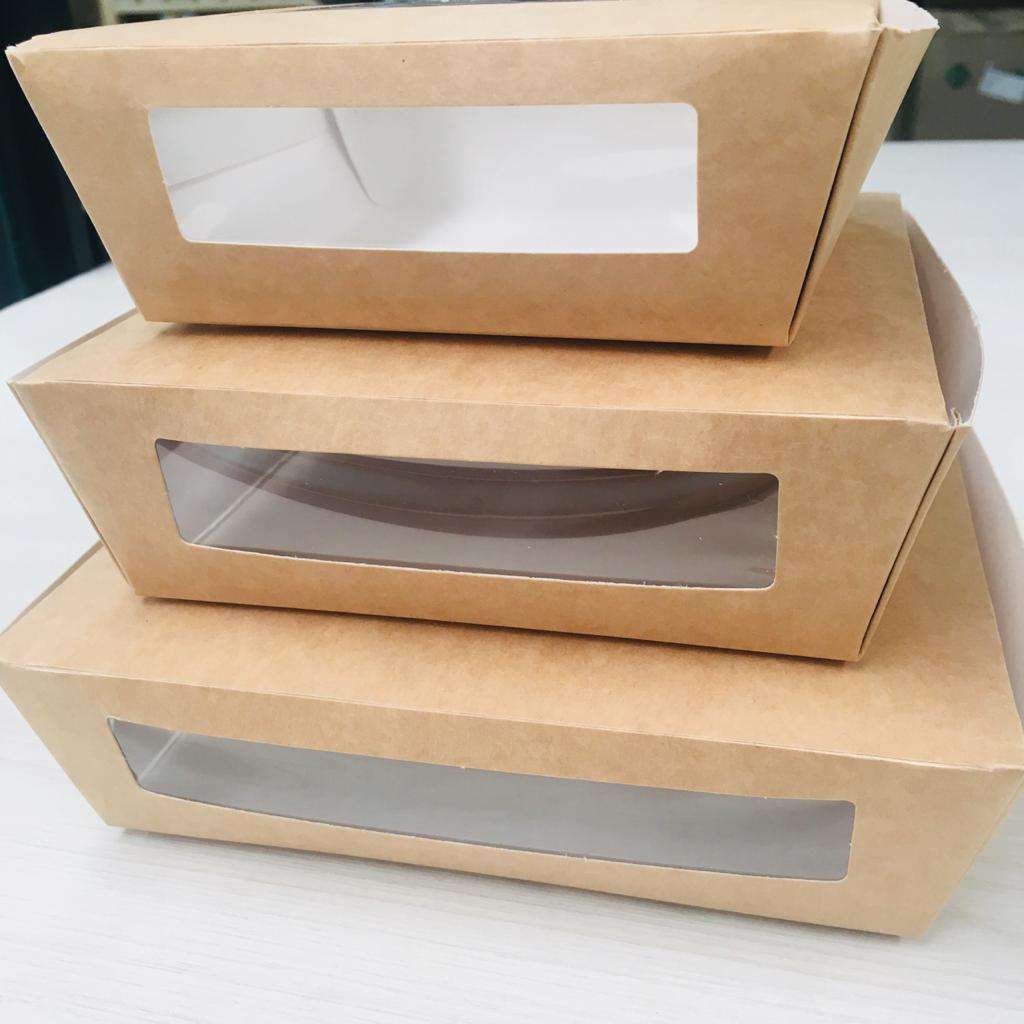 Caja kraft doble ventana - Desechables Chiguayante