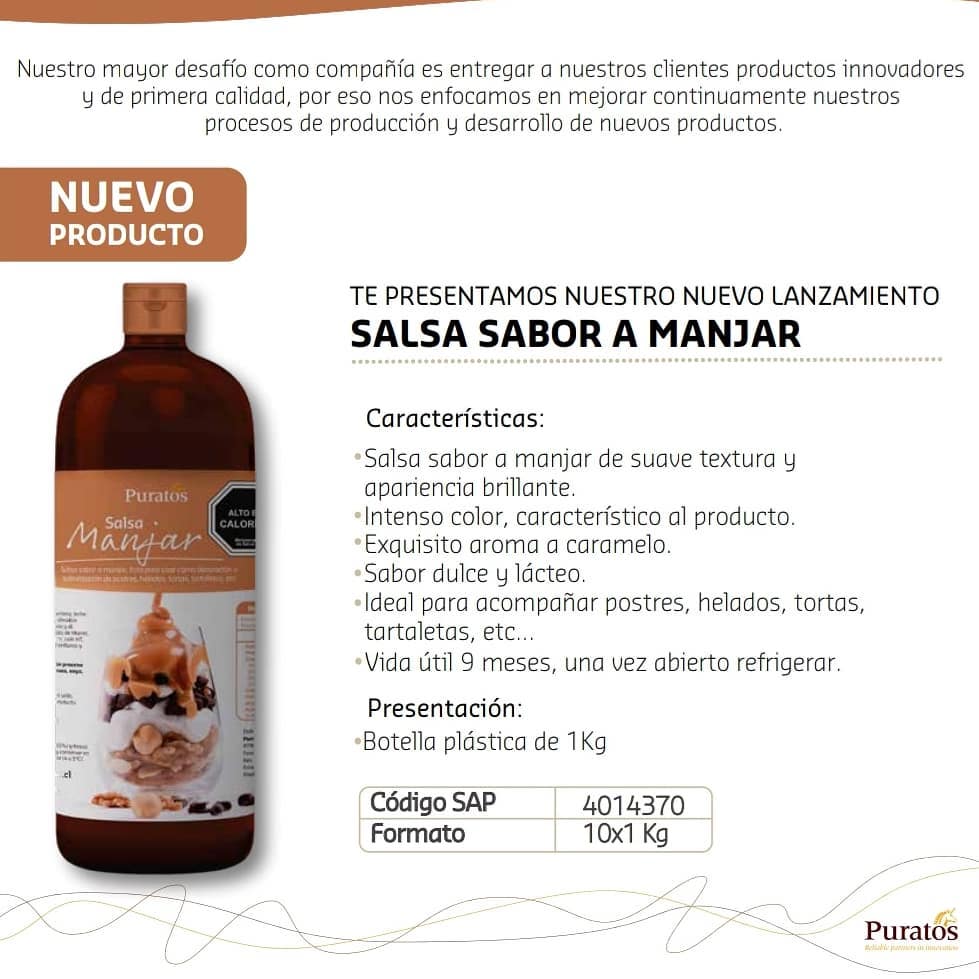 Salsa de Manjar 1 Litro Puratos