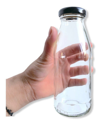 Botella de Vidrio Jugo de 475cc con tapa