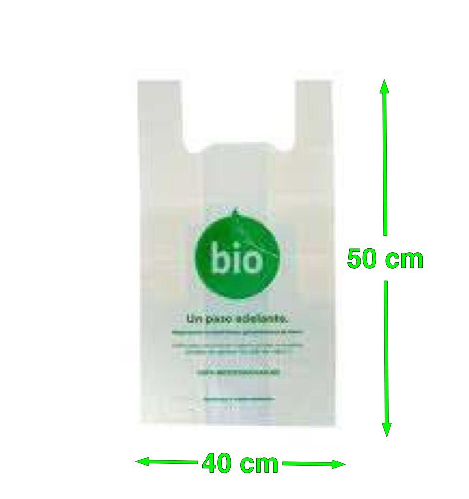 Bolsas camiseta compostables 40x50 en block - Embalajes JME