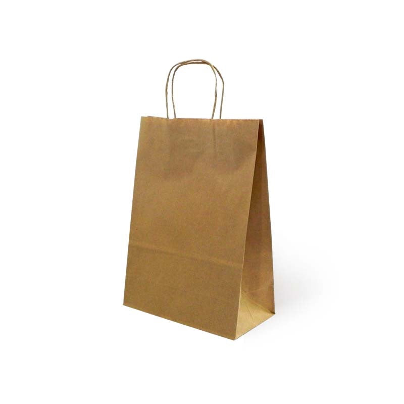 Bolsa Kraft con manilla cordel 22x10x32 cm - Desechables Chiguayante