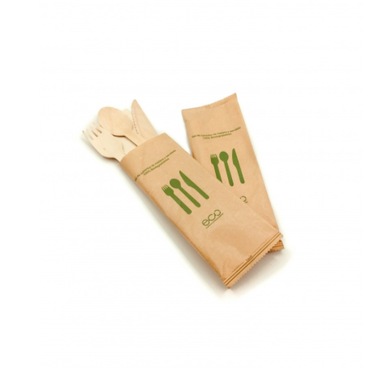 Set 4 Cubiertos Madera