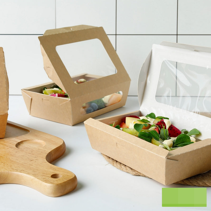 Caja kraft doble ventana 900ml - Desechables Chiguayante