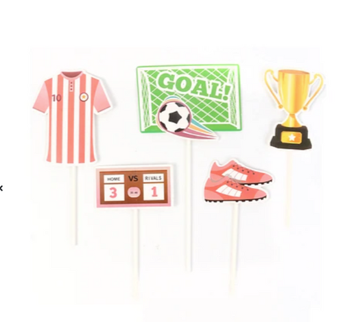 Juego de Toppers Fútbol 5 Piezas Camiseta Roja