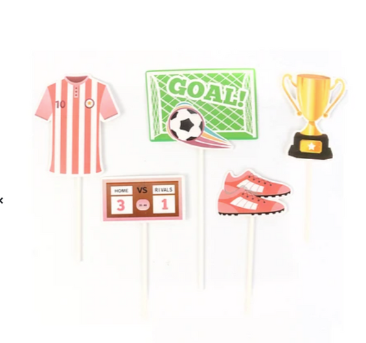 Juego de Toppers Fútbol 5 Piezas Camiseta Roja