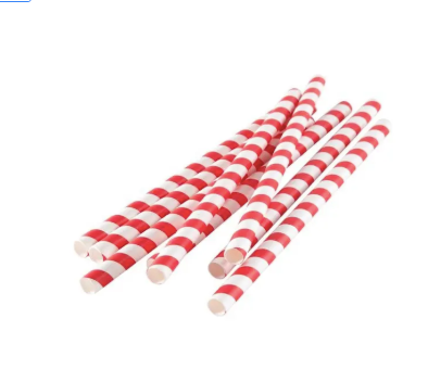 Bombilla de Papel 8 mm Gruesa Roja y Blanca
