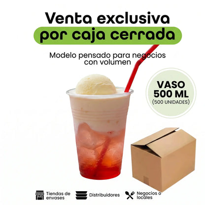 CAJA VASO PLASTICO 500ML (16 oz) 20x25 un (500 unidades)
