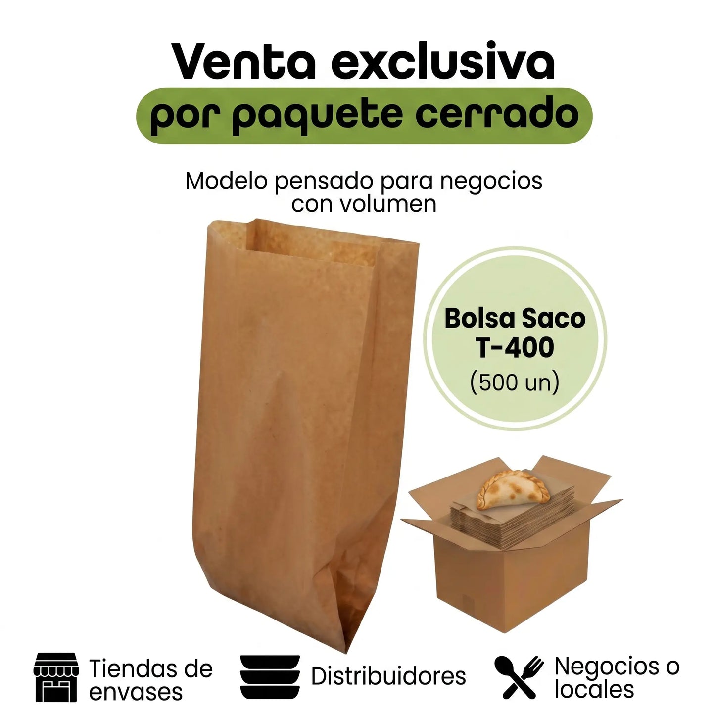 BOLSA PAPEL SACO CAFE T-400 (1X500 un)