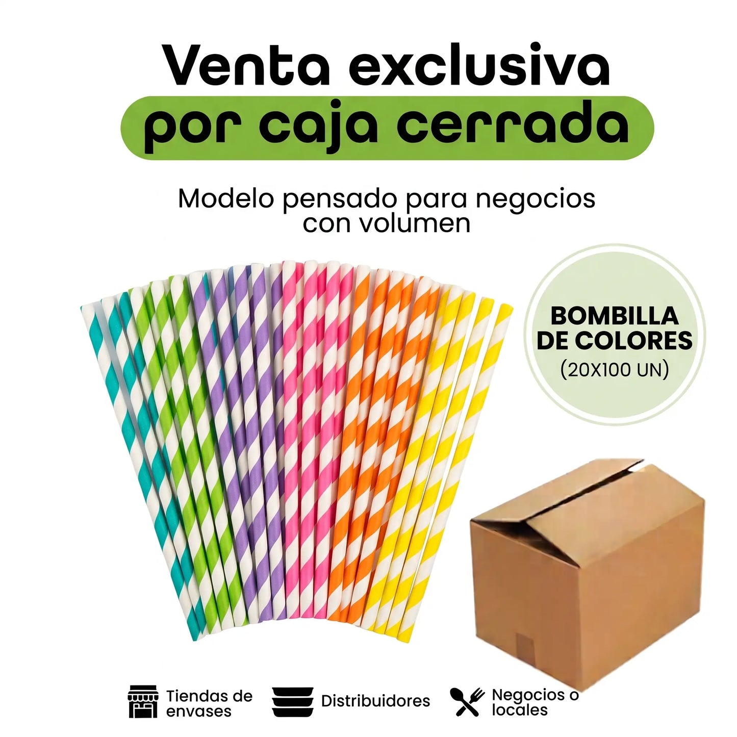 BOMBILLA DE PAPEL COLORES (20X100)