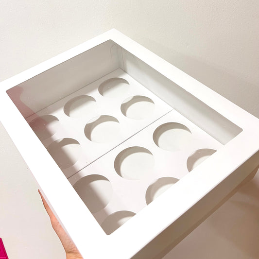 Caja Blanca para 12 Cupcakes con ventana