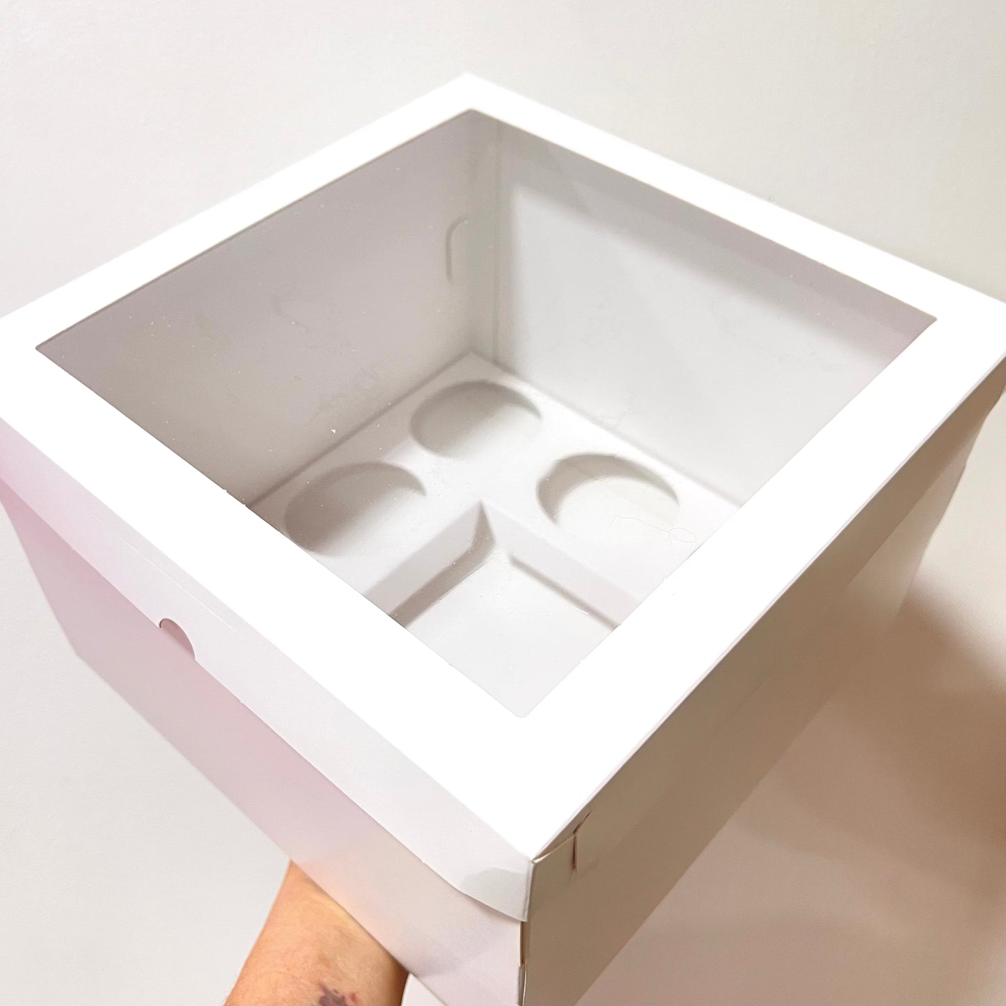 Caja Blanca Mini Torta y 5 Cupcakes con ventana superior