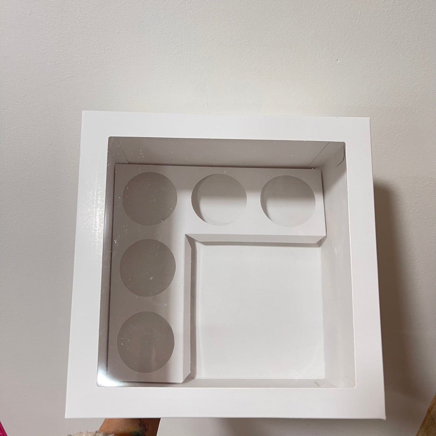 Caja Blanca Mini Torta y 5 Cupcakes con ventana superior