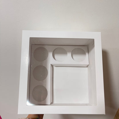 Caja Blanca Mini Torta y 5 Cupcakes con ventana superior
