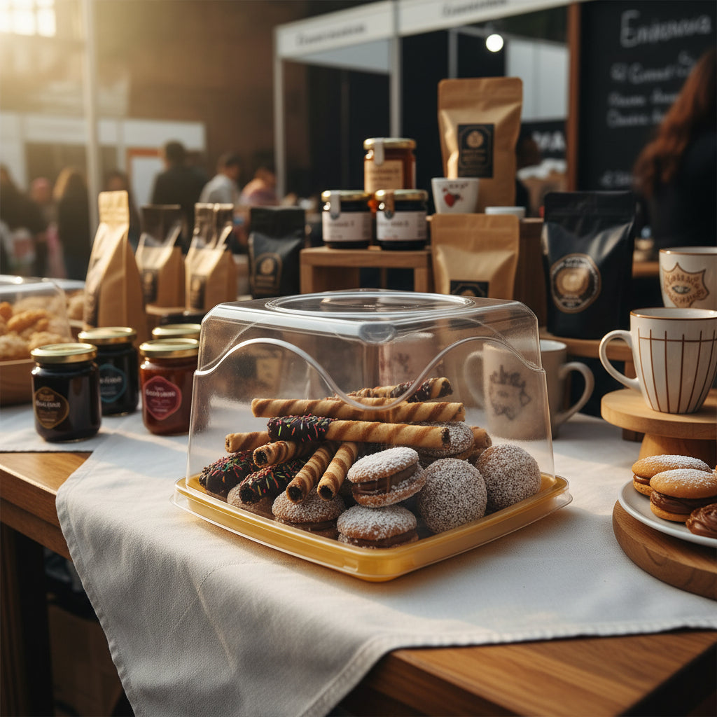 Porta torta dorada elegante concepcion