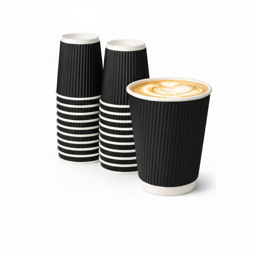 Vaso para cafe elegante NEgro concepcion grueso