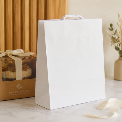 Bolsa de Papel Blanca con manilla cordel 41x12x30cm