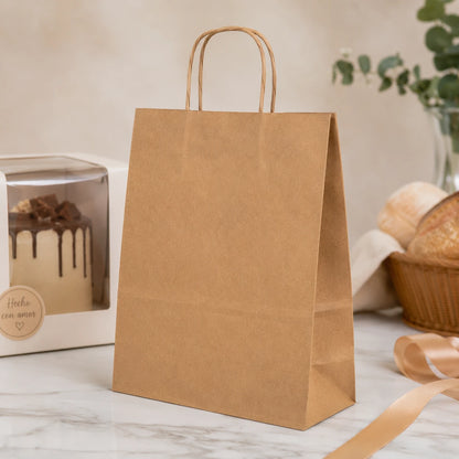 Bolsa Kraft con manilla cordel 41x12x30cm
