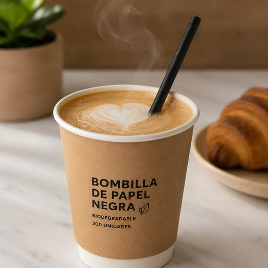 Bombilla de Papel Negra Biodegradable (200 un)