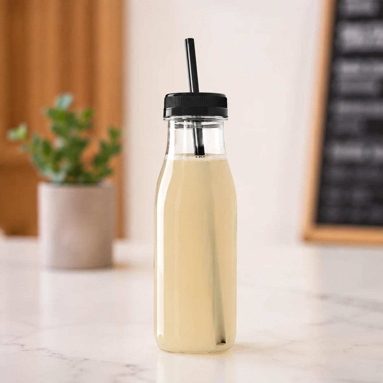 Botella PET 300ml con tapa Negra