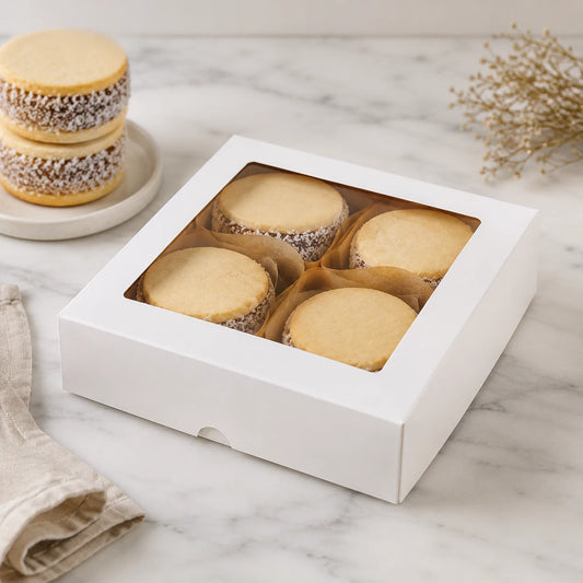 Caja Blanca 4 Alfajores 13x13x4 cm