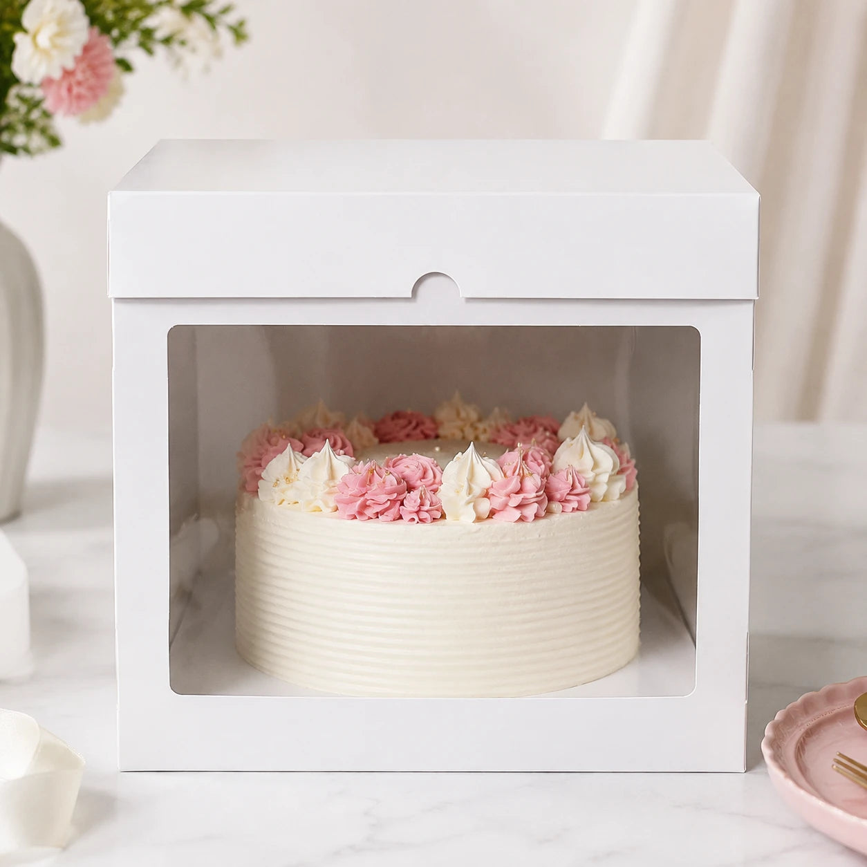 Caja Blanca para Torta con ventana 20x20x20 cm