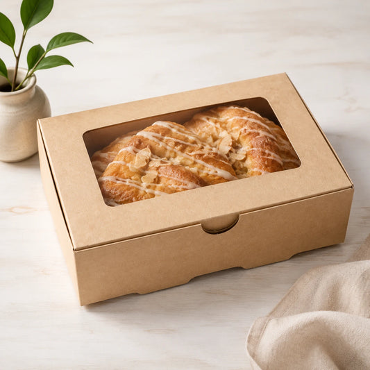 Caja Kraft Rectangular con VENTANA 1200cc 18x12x5.5 cm