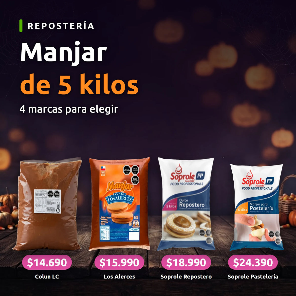 Manjar de 5 kilos, cuatro marcas con precios