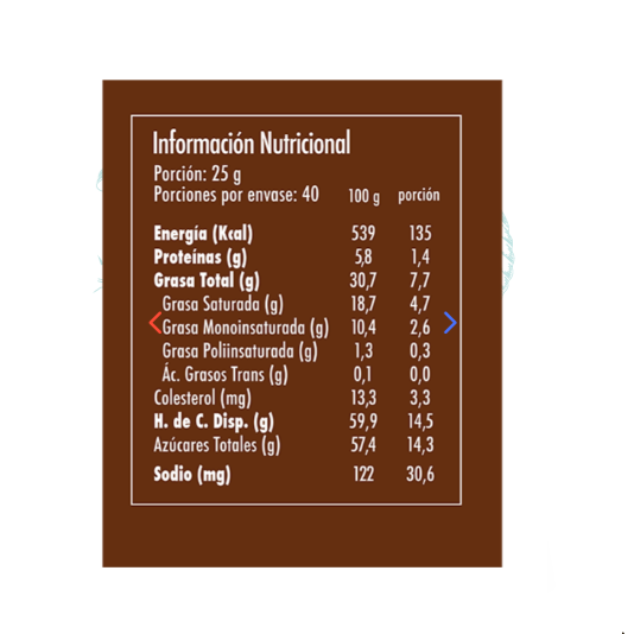 informacion nutricional chocolate neucober concepcion