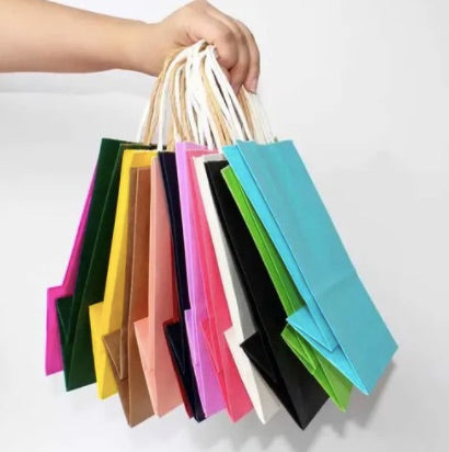 Bolsa de Papel de Colores 21x15x8 + Stickers + Publicidad