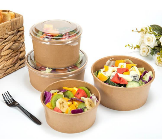 Bowl Kraft 1300 cc con tapa (10 un) - Desechables Chiguayante