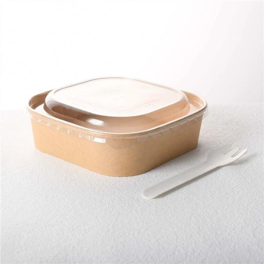 Bowl Cuadrado de Bamboo Kraft 900ml con TAPA