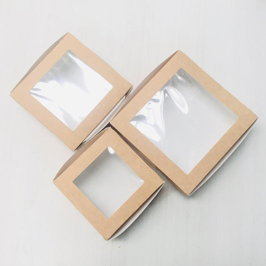 Caja kraft doble ventana - Desechables Chiguayante