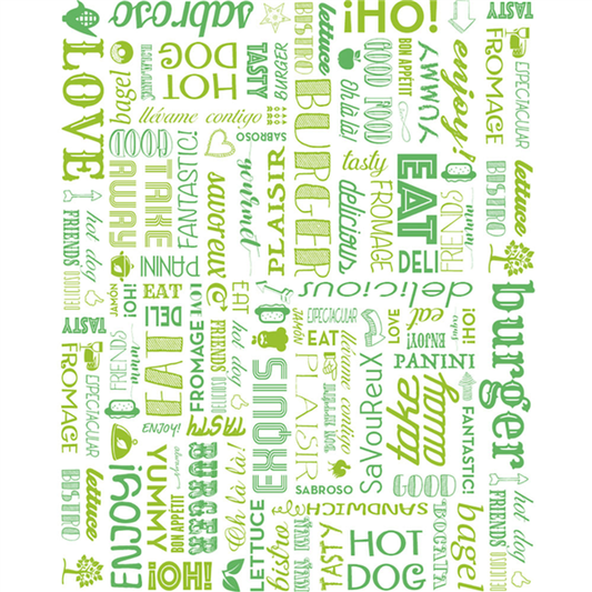 Papel Antigrasa Letras Verde 28x34 cm
