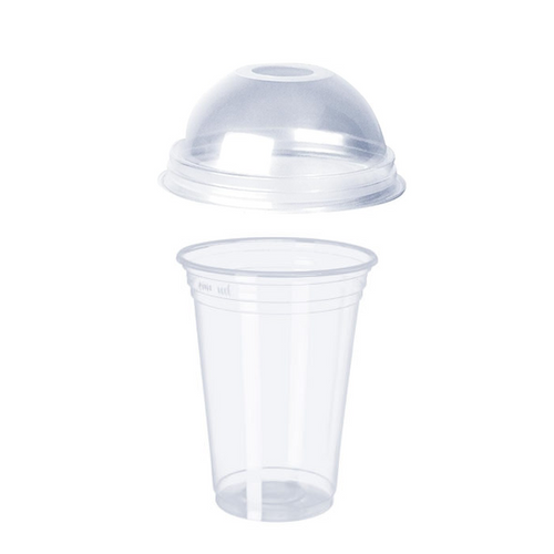 Vaso PET 12 oz c/ tapa domo Set 10 un - Desechables Chiguayante